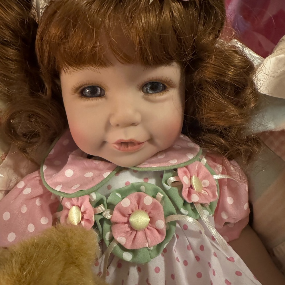 Polka Dot Doll with Brown Hair